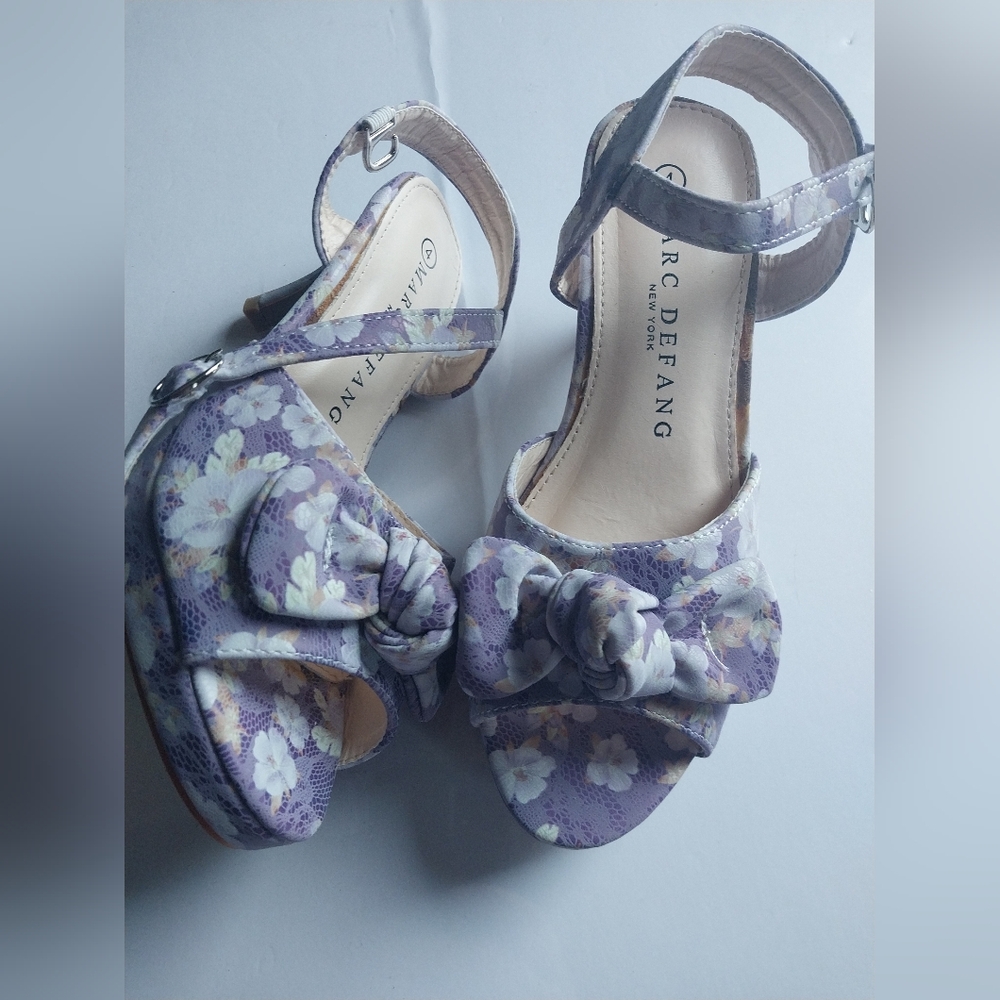 Girls Marc Defang Purple Floral Bow Sandals